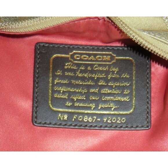 Coach 2008 Cursive Creed Shimmer Gold Studs Swingpack Crossbody Limited Edition - Picture 11 of 14